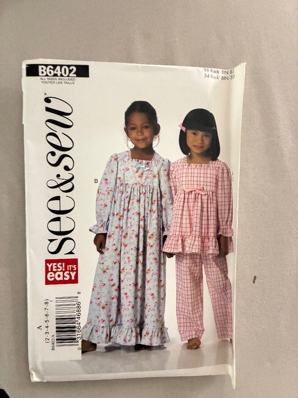 See & Sew Girls Sleepwear Pattern B9402